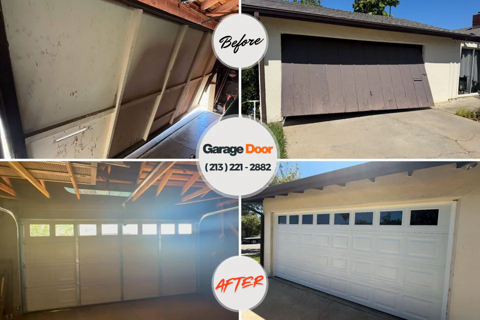 Before and after: garage door repair The Hills, NJ